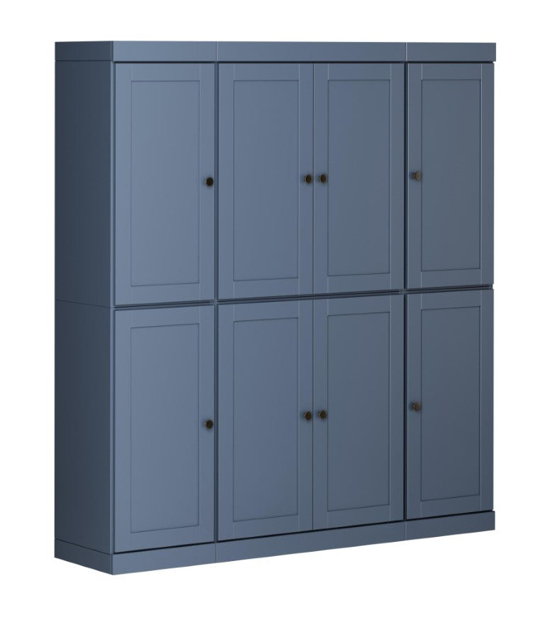 HomeRoots 72 Inch Solid Wood Pantry Cabinet French Blue Finish Two Drawer Kitchen Storage Unit 748790