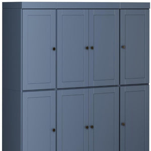 72 Inch Solid Wood Pantry Cabinet French Blue Finish Two Drawer Kitchen Storage Unit
