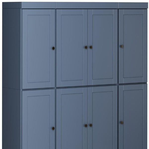 72 Inch Solid Wood Pantry Cabinet French Blue Finish Two Drawer Kitchen Storage Unit