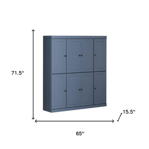72 Inch Solid Wood Pantry Cabinet French Blue Finish Two Drawer Kitchen Storage Unit