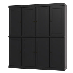 HomeRoots 72 Inch Tall Black Solid Wood Pantry Cabinet with Adjustable Shelving for Kitchen Storage 748826