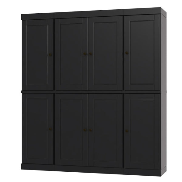 HomeRoots 72 Inch Tall Black Solid Wood Pantry Cabinet with Adjustable Shelving for Kitchen Storage 748826