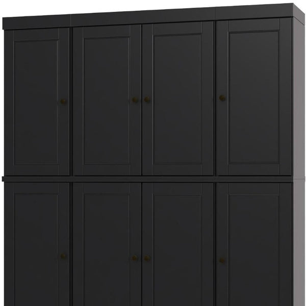 72 Inch Tall Black Solid Wood Pantry Cabinet with Adjustable Shelving for Kitchen Storage