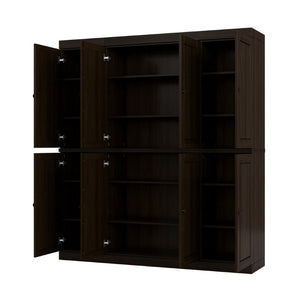72 Inch Espresso Solid Wood Pantry Cabinet for Tall Kitchen or Hallway Storage