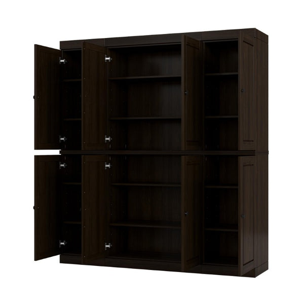 72 Inch Espresso Solid Wood Pantry Cabinet for Tall Kitchen or Hallway Storage