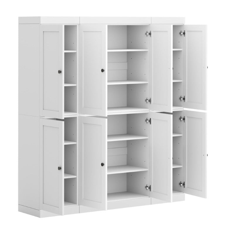 HomeRoots 72 Inch Solid Wood Pantry Cabinet Tall Freestanding Kitchen Closet in White 748855