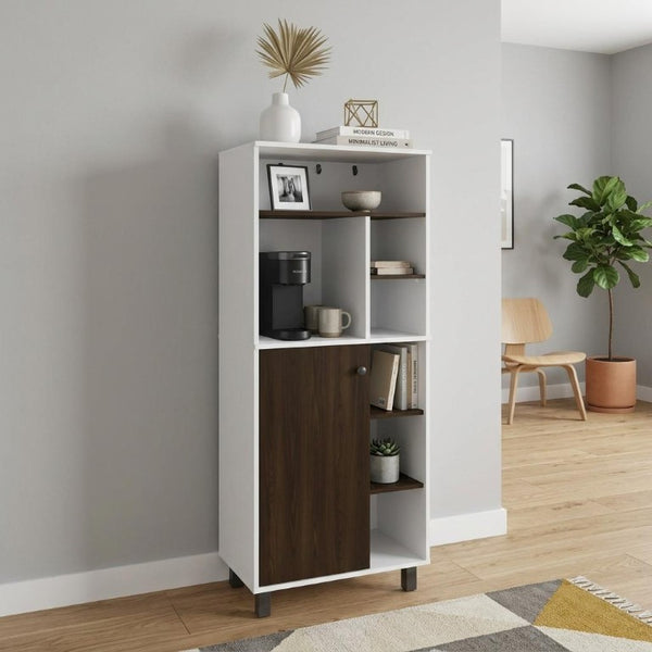 24 Inch White Wood Paneled Sideboard Cabinet for Entryway Dining Room Storage