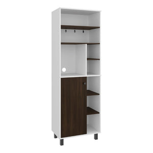 HomeRoots 24 Inch White Wood Paneled Sideboard Cabinet for Entryway Dining Room Storage 748870