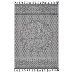 English Elm Guros Collection 4X6 Gray/White Medallion Area Rug – Stylish, Durable, Indoor/Outdoor Comfort For All Spaces B189P183605