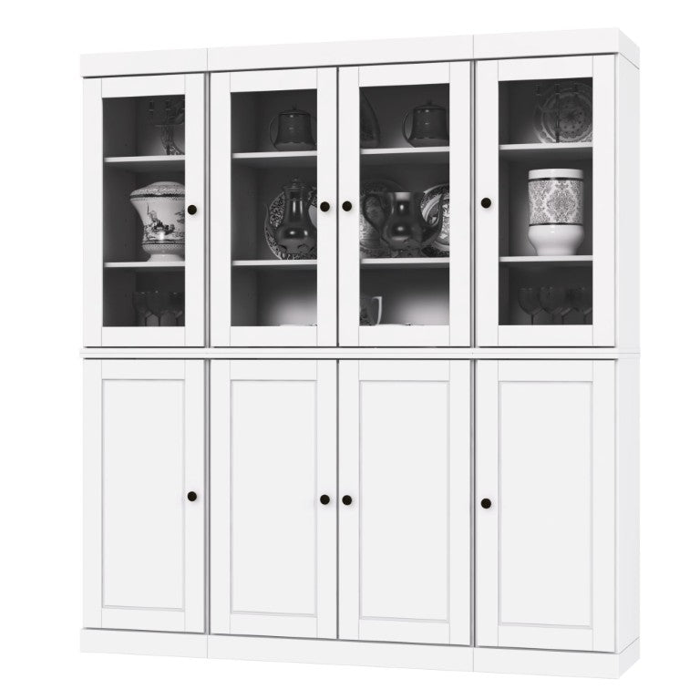 HomeRoots 72 Inch Solid White Wood Pantry Cabinet with Eight Drawers for Kitchen Storage 748900