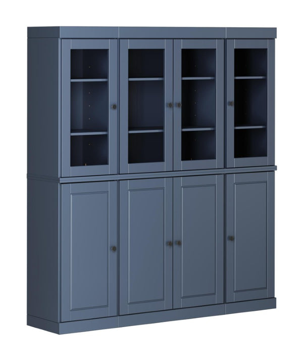HomeRoots 72 Inch Solid Wood Pantry Cabinet with Two Drawers French Blue Kitchen Storage 748911