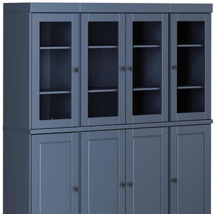 72 Inch Solid Wood Pantry Cabinet with Two Drawers French Blue Kitchen Storage