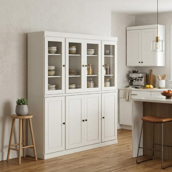 72 Inch Solid Wood Freestanding Pantry Cabinet with Eight Spacious Two Drawer Sections