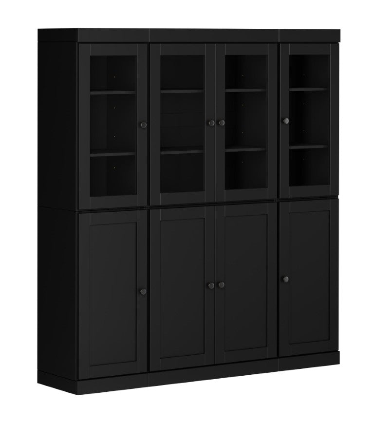 HomeRoots 72 Inch Solid Black Wood Tall Pantry Cabinet with Dual Drawers for Kitchen Storage 748985
