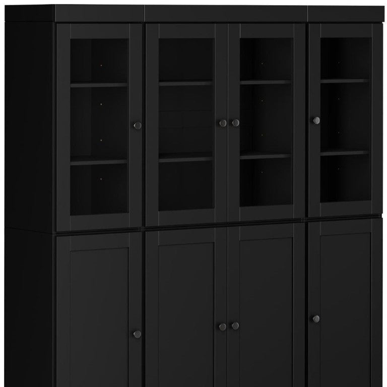 HomeRoots 72 Inch Solid Black Wood Tall Pantry Cabinet with Dual Drawers for Kitchen Storage 748985