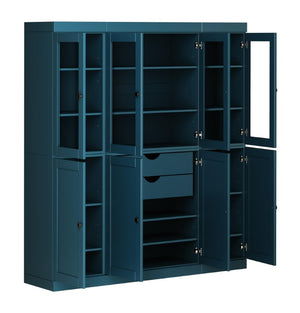 72 Inch Solid Wood Pantry Cabinet with Eight Drawers for Organized Kitchen Storage