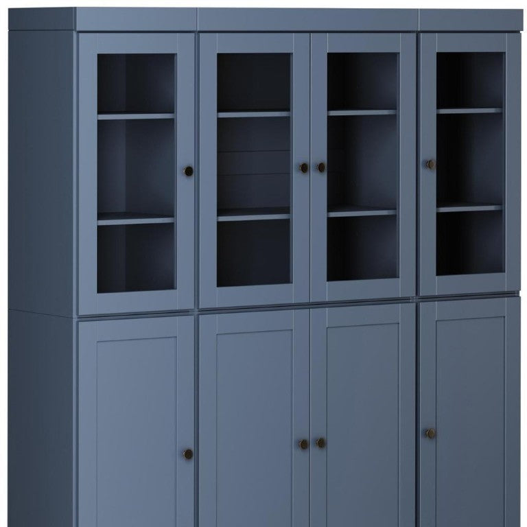 72 Inch Solid Wood French Blue Pantry Cabinet with Two Drawers for Kitchen Storage
