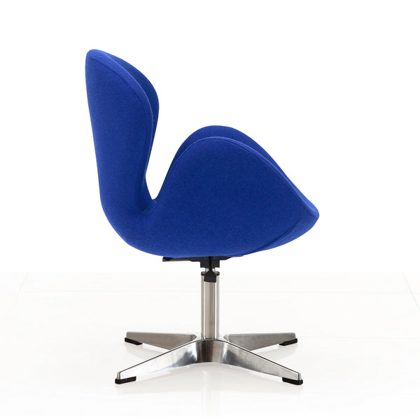 English Elm Raspberry Upholstered Swivel Lounge Chair with Adjustable Height, Polished Chrome Base & Plush Seat Blue B365P397963