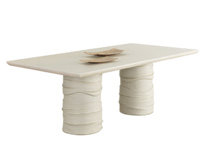 Sunpan Alanya Dining Table - Opulent Cream Concrete Design with Hand Painted Brass Accents for Elegance Rectangular - 84W x 44D x 30H