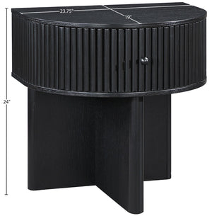 Meridian Furniture Cortland Fluted Acacia Wood Nightstand Mid-century Modern Bedside with Drawer and Storage Black 748Black-NS