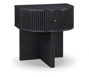 Meridian Furniture Cortland Fluted Acacia Wood Nightstand Mid-century Modern Bedside with Drawer and Storage Black 748Black-NS