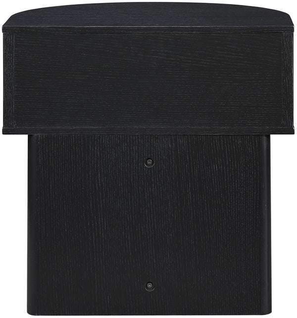 Meridian Furniture Cortland Fluted Acacia Wood Nightstand Mid-century Modern Bedside with Drawer and Storage Black 748Black-NS