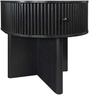 Meridian Furniture Cortland Fluted Acacia Wood Nightstand Mid-century Modern Bedside with Drawer and Storage Black 748Black-NS