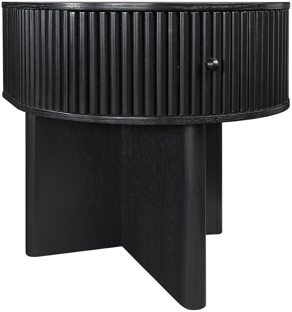 Meridian Furniture Cortland Fluted Acacia Wood Nightstand Mid-century Modern Bedside with Drawer and Storage Black 748Black-NS