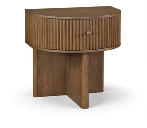 Meridian Furniture Cortland Fluted Acacia Wood Nightstand Mid-century Modern Bedside with Drawer and Storage Brown 748Brown-NS