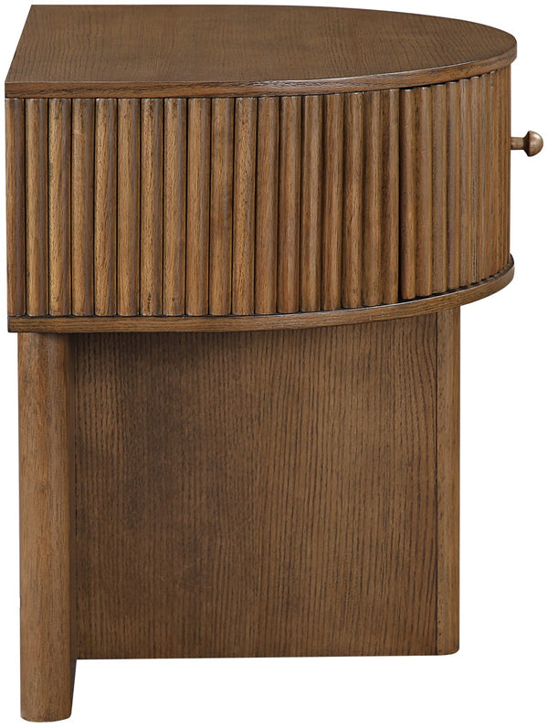 Meridian Furniture Cortland Fluted Acacia Wood Nightstand Mid-century Modern Bedside with Drawer and Storage Brown 748Brown-NS