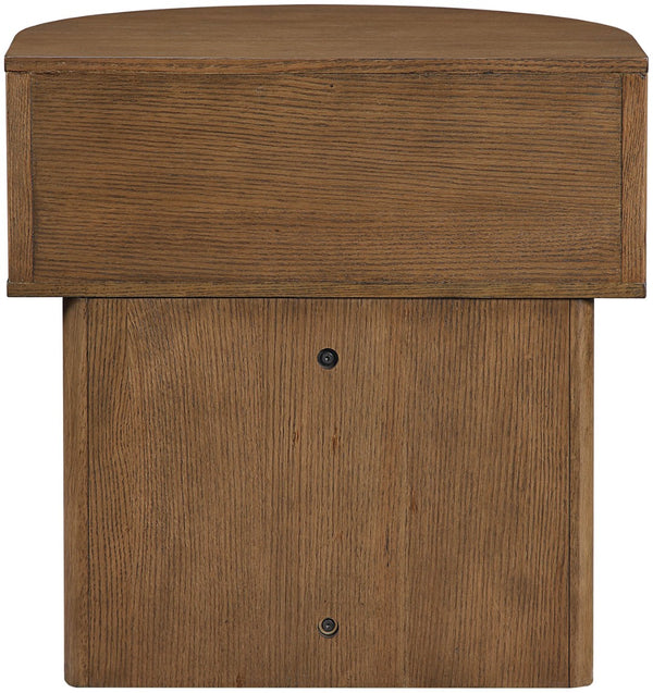 Meridian Furniture Cortland Fluted Acacia Wood Nightstand Mid-century Modern Bedside with Drawer and Storage Brown 748Brown-NS