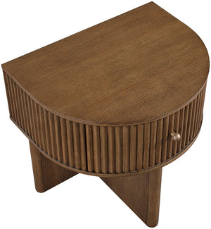 Meridian Furniture Cortland Fluted Acacia Wood Nightstand Mid-century Modern Bedside with Drawer and Storage Brown 748Brown-NS