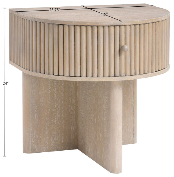Meridian Furniture Cortland Fluted Acacia Wood Nightstand Mid-century Modern Bedside with Drawer and Storage Natural 748Oak-NS