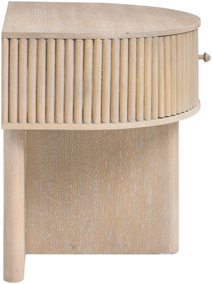 Meridian Furniture Cortland Fluted Acacia Wood Nightstand Mid-century Modern Bedside with Drawer and Storage Natural 748Oak-NS