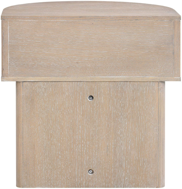 Meridian Furniture Cortland Fluted Acacia Wood Nightstand Mid-century Modern Bedside with Drawer and Storage Natural 748Oak-NS