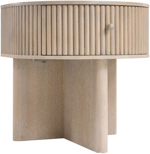 Meridian Furniture Cortland Fluted Acacia Wood Nightstand Mid-century Modern Bedside with Drawer and Storage Natural 748Oak-NS