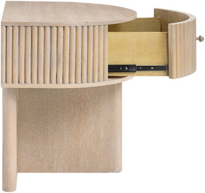 Meridian Furniture Cortland Fluted Acacia Wood Nightstand Mid-century Modern Bedside with Drawer and Storage Natural 748Oak-NS