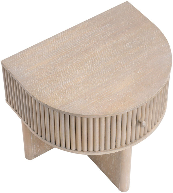 Meridian Furniture Cortland Fluted Acacia Wood Nightstand Mid-century Modern Bedside with Drawer and Storage Natural 748Oak-NS