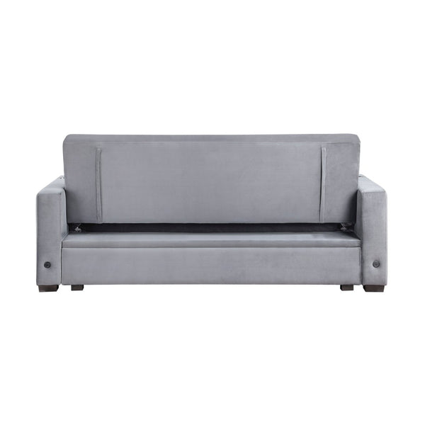 English Elm Modern Velvet Tufted Sleeper Sofa with Storage Cup Holders and Usb Charging Ports B011P256229
