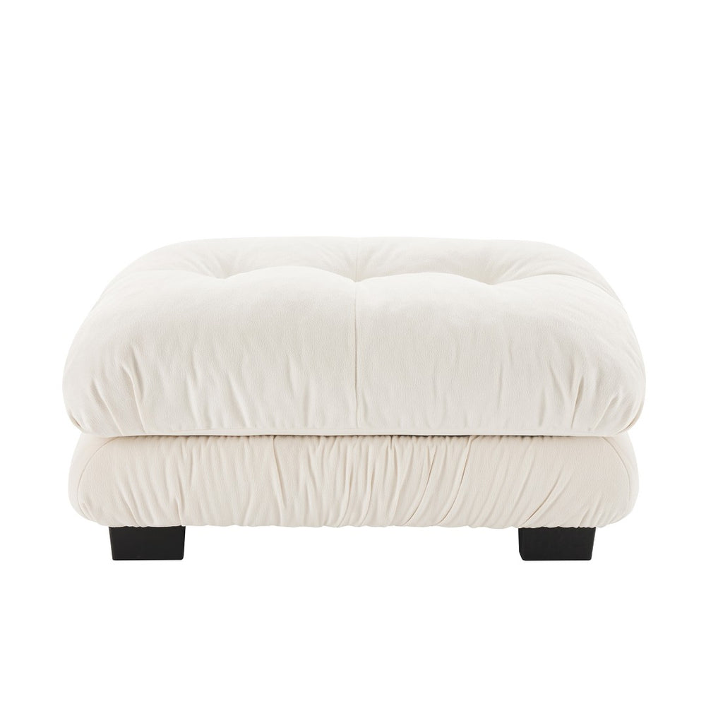 English Elm 27 Chenille Upholstered Modular Ottoman Solid Wood Frame Foam Cushion Sectional Accent White W714P253471