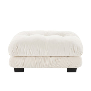 English Elm 27 Chenille Upholstered Modular Ottoman Solid Wood Frame Foam Cushion Sectional Accent White W714P253471