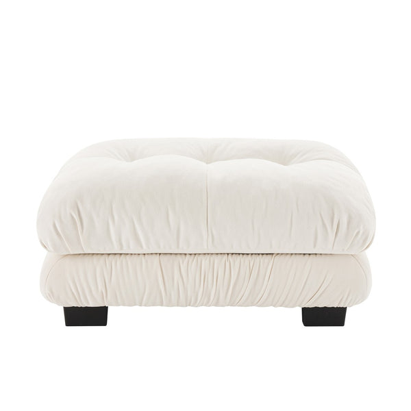 English Elm 27 Chenille Upholstered Modular Ottoman Solid Wood Frame Foam Cushion Sectional Accent White W714P253471