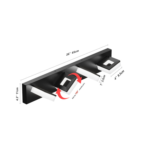English Elm Led Modern Bathroom Vanity Light Fixture - 4-Light Matte Black Acrylic Design With Dimmable Control W2312P374939