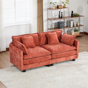 English Elm Cloud Loveseat Modern Sectional with Chenille Upholstery for a Cozy Living Space Orange W1143S00059