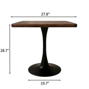 English Elm Square Tulip Pedestal Bistro Table Walnut Finish Mid Century Style for Compact Spaces W2641P460034