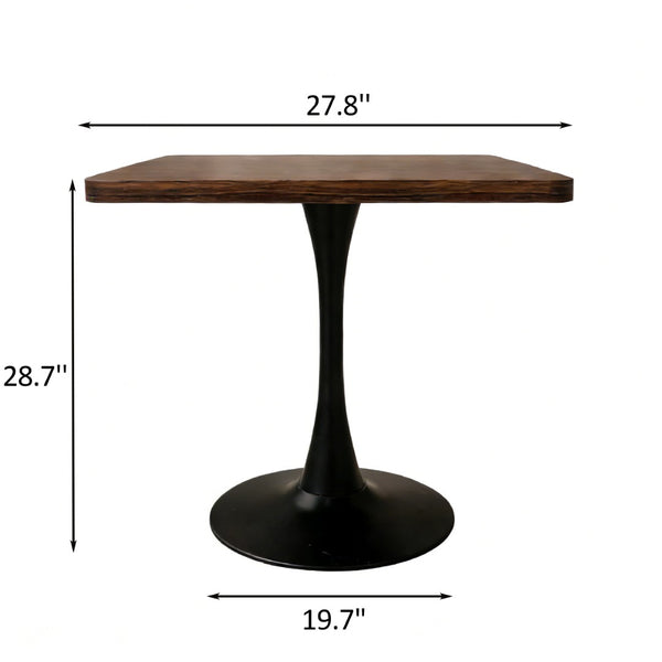 English Elm Square Tulip Pedestal Bistro Table Walnut Finish Mid Century Style for Compact Spaces W2641P460034