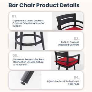 English Elm Modern 5Pc Outdoor Patio Bar Set With Marble-Inspired Table & Swivel Chairs For Stylish Comfort W1886S00035