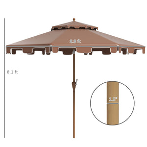 English Elm Outsunny 9' Ruffled Patio Umbrella With Crank & Tilt, Double-Top Vent Design For Garden & Pool Use W2225P217595-GIGA