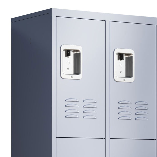 English Elm 9 Compartment Steel Locker Tower Powder Coated Gray for Gym Office or Bedroom T2398P251437