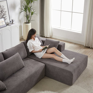 English Elm Modern Chenille Modular Sectional Sofa Set - L-Shaped Design With 6 Pillows For Ultimate Comfort W834S00399